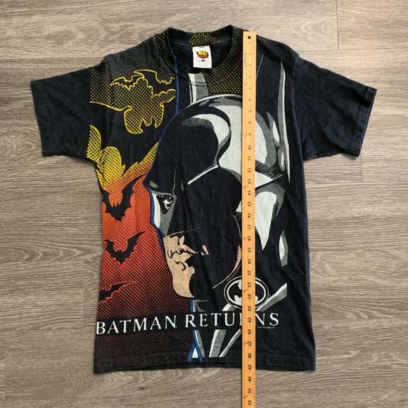 Vintage Batman Retruns Michael Keaton AOP Shirt Sz. L 1991 DC Comics - Picture 5 of 8